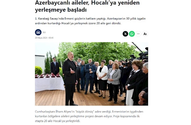 Prezident və Birinci xanımın Xocalı səfəri Türkiyə mediasında — FOTOLAR