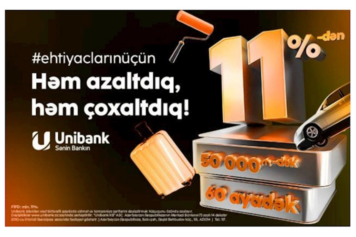 Unibank kredit faizini aşağı saldı, kredit məbləğini və müddəti artırdı!
