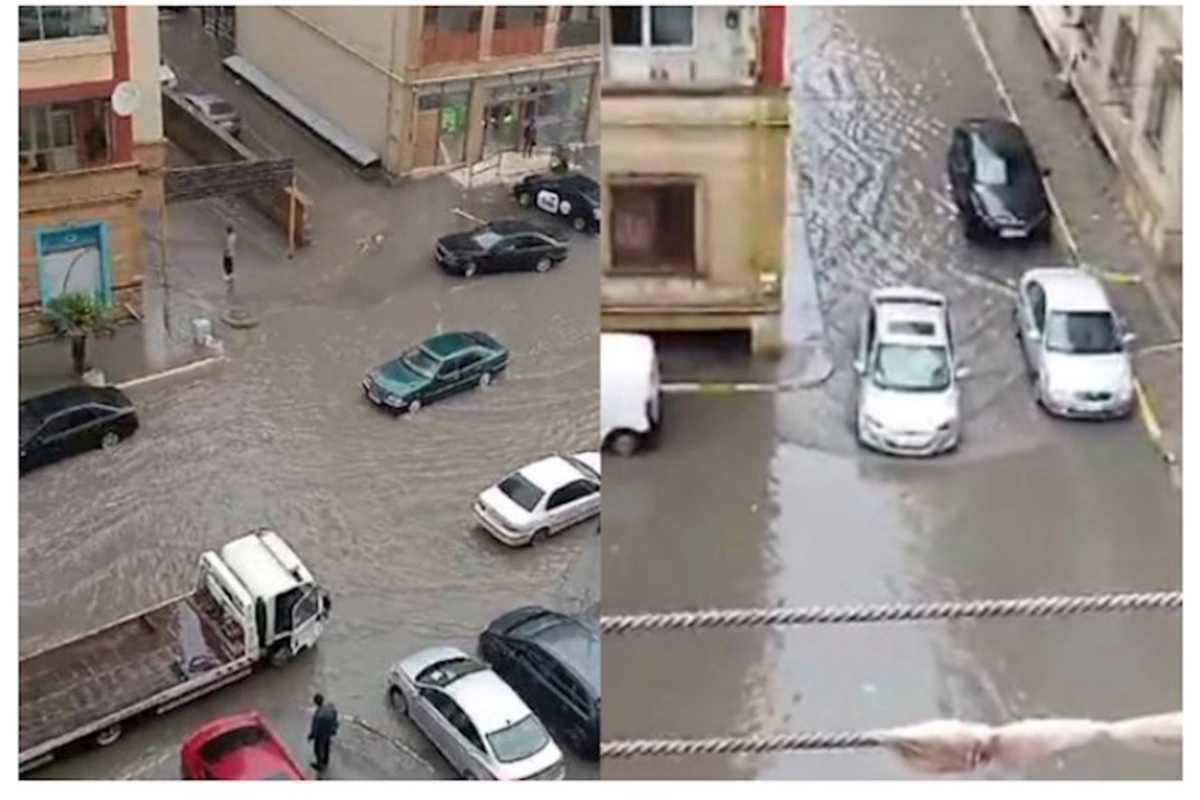 Xırdalanda məhəllələri su basdı — VİDEO