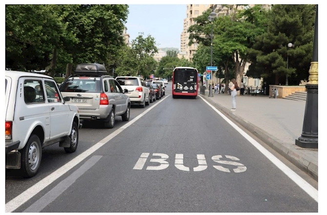 Bakıda yeni avtobus zolaqları — FOTO