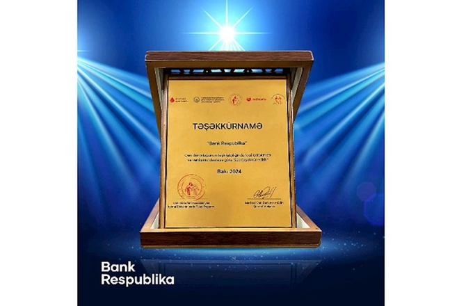 Bank Respublika qan donorluğunda fəal iştirakına görə mükafatlandırılıb — FOTO