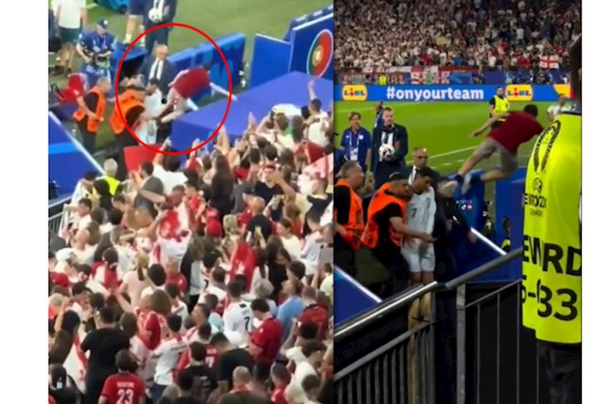 Azarkeş özünü tribunadan Ronaldonun üstünə atdı — VİDEO
