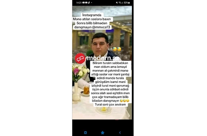 Qıza görə qətlə yetirilən Turalın sevgilisi: Məni şantaj edirdi — FOTOLAR