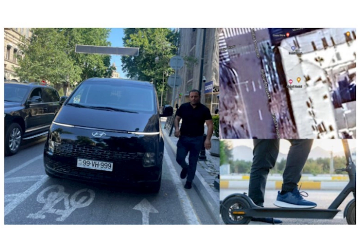 Velosiped zolağına girən sürücü skuter sürənə zor tətbiq etdi — FOTO