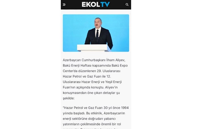 Prezidentin Bakı Enerji Həftəsindəki çıxışı xarici mediada — FOTOLAR