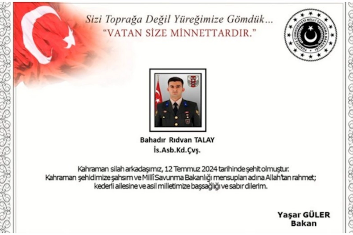 Türkiyə şəhid verdi