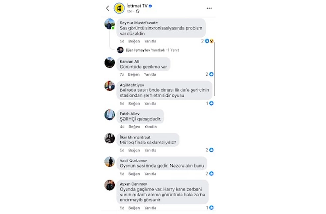 Final matçında İTV-nin yayımında problem yaşanıb: Səs və görüntü uyğunsuzluğu — FOTO Final matçında İTV-nin yayımında problem yaşanıb: Səs və görüntü uyğunsuzluğu — FOTO
