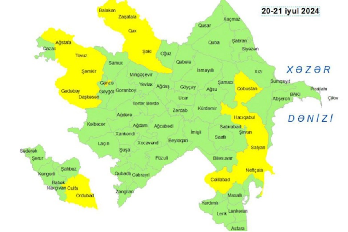 Küləkli hava şəraiti ilə bağlı sarı xəbərdarlıq