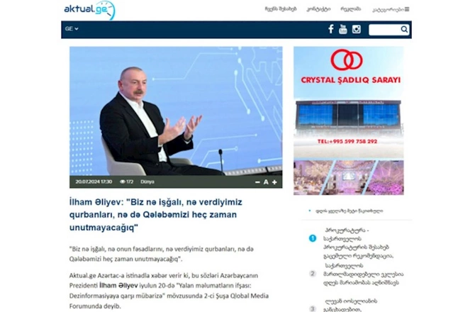 Gürcüstan mediası İlham Əliyevin Şuşa mediaforumundakı çıxışını geniş işıqlandırıb — FOTO Gürcüstan mediası İlham Əliyevin Şuşa mediaforumundakı çıxışını geniş işıqlandırıb — FOTO