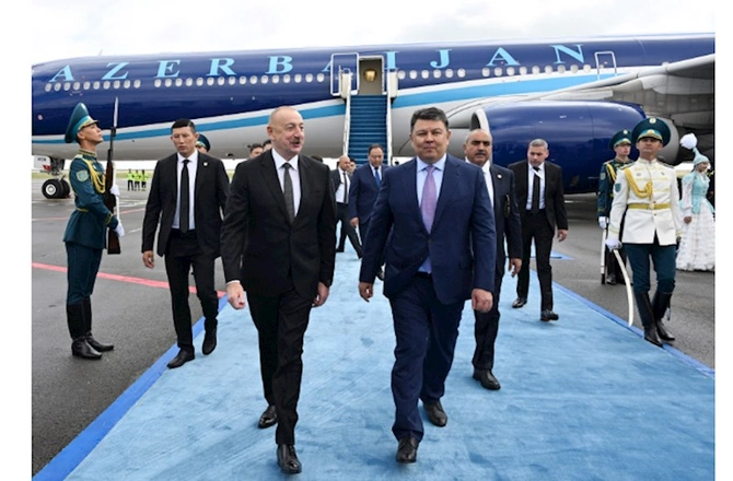 İlham Əliyev Qazaxıstana getdi — FOTOLAR İlham Əliyev Qazaxıstana getdi — FOTOLAR