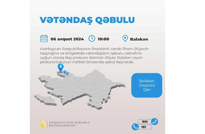 Kamran Əliyev Balakəndə vətəndaşları qəbul edəcək — FOTO Kamran Əliyev Balakəndə vətəndaşları qəbul edəcək — FOTO