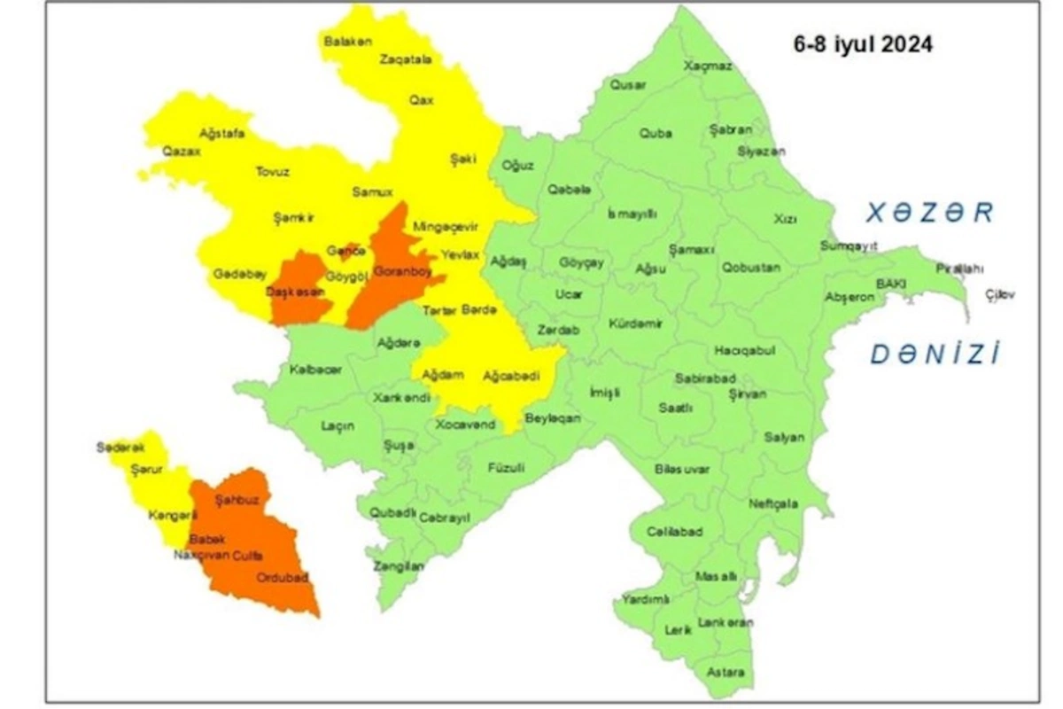 Küləkli hava şəraiti ilə bağlı sarı və narıncı XƏBƏRDARLIQ