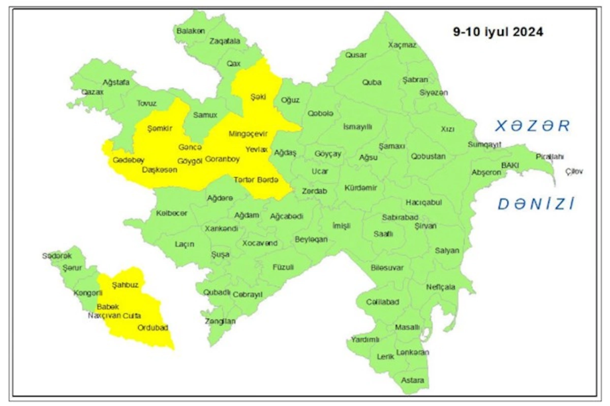 Küləkli hava şəraiti ilə bağlı sarı XƏBƏRDARLIQ