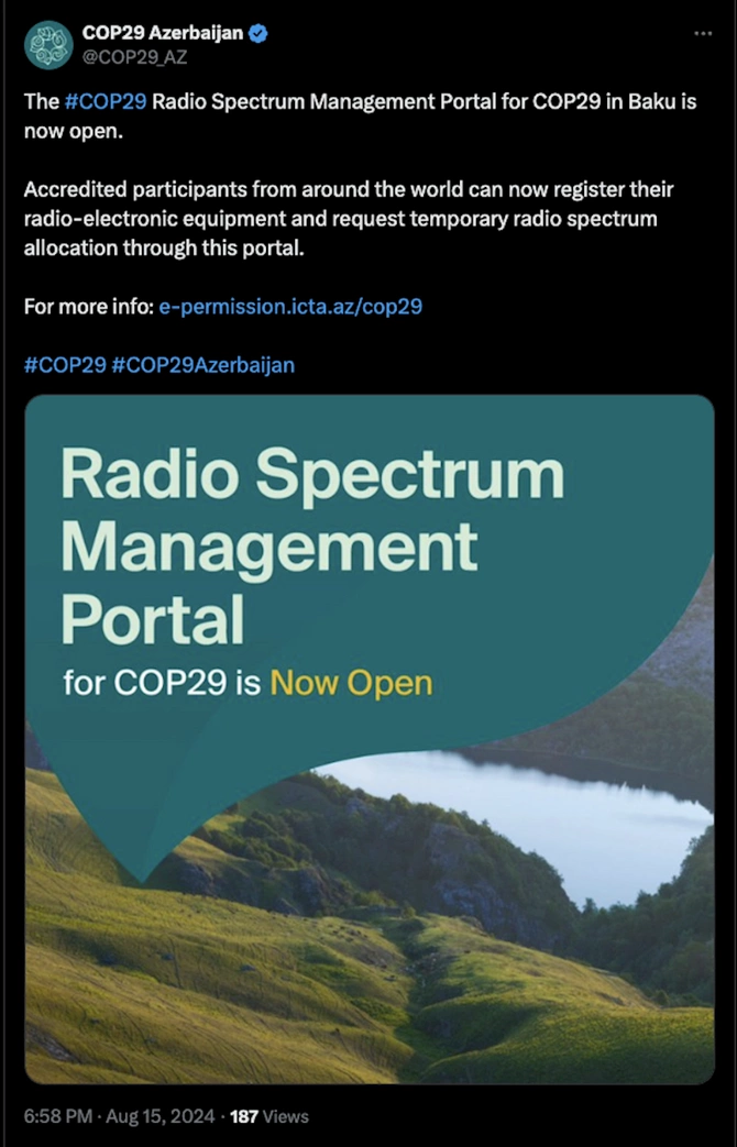 COP29 Radiospektrin idarə edilməsi portalı fəaliyyətə başladı — FOTO COP29 Radiospektrin idarə edilməsi portalı fəaliyyətə başladı — FOTO