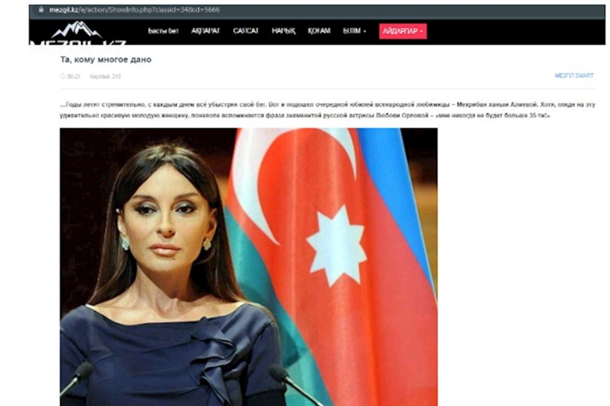 Qazaxıstan mediası Mehriban Əliyevadan YAZDI