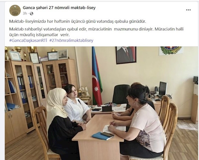 Nazir irad bildirdi, direktorlar qəbul günlərini açıqladı