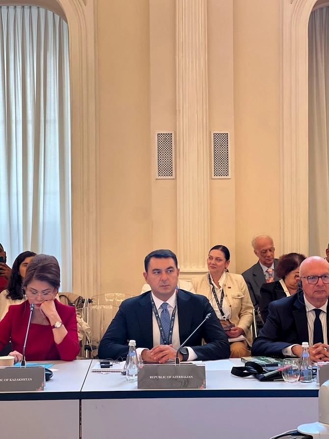 Adil Kərimli Sankt-Peterburq Forumunun nümayəndə heyətləri rəhbərlərinin görüşündə çıxış edib — FOTOLAR