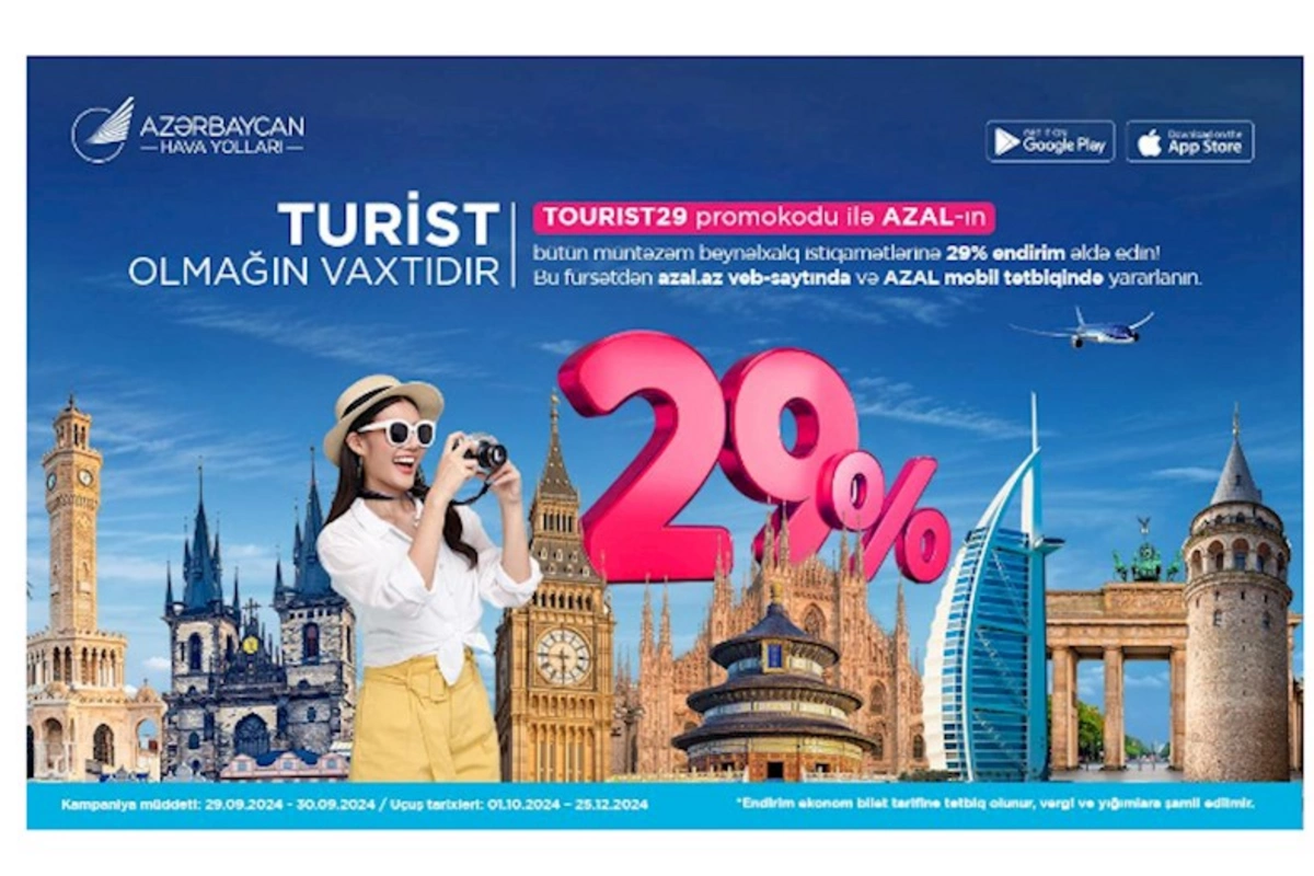 AZAL-dan beynəlxalq reyslərə 29% ENDİRİM