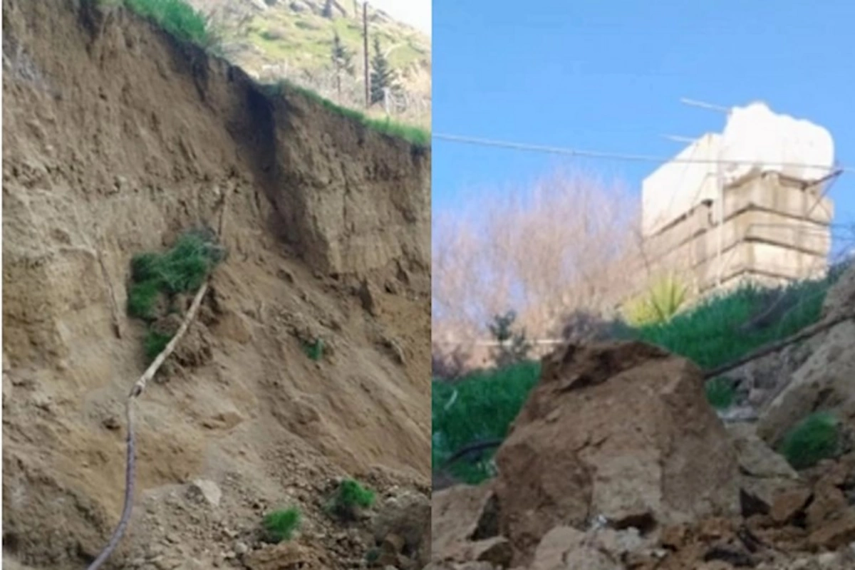 Bakıda gecə binanın arxasında torpaq sürüşməsi baş verib — FOTOLAR/VİDEO