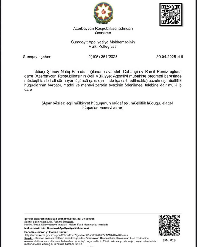 Məhkəməni uduzmamışam, yalandır