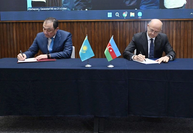 Azərbaycan və Qazaxıstan arasında ticarət-iqtisadi əməkdaşlığı üzrə Protokol imzalandı — FOTO