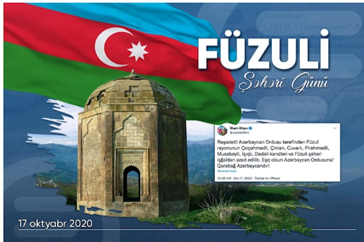 Füzuli şəhərinin işğaldan azad edilməsindən 5 il ötür