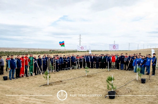 Baku Steel Company ətraf mühitin mühafizəsinə töhfəsini gücləndirir: təxminən 3 000 ağac əkilib — FOTOLAR