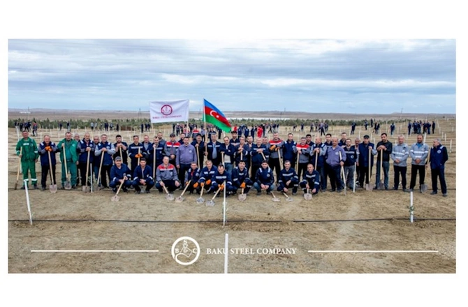 Baku Steel Company ətraf mühitin mühafizəsinə töhfəsini gücləndirir: təxminən 3 000 ağac əkilib — FOTOLAR