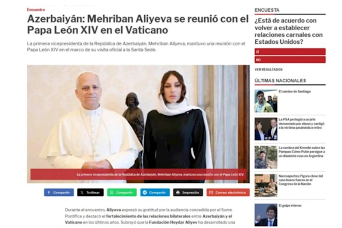 Mehriban Əliyevanın Vatikana səfəri dünya mediasının diqqət mərkəzində — FOTOLAR