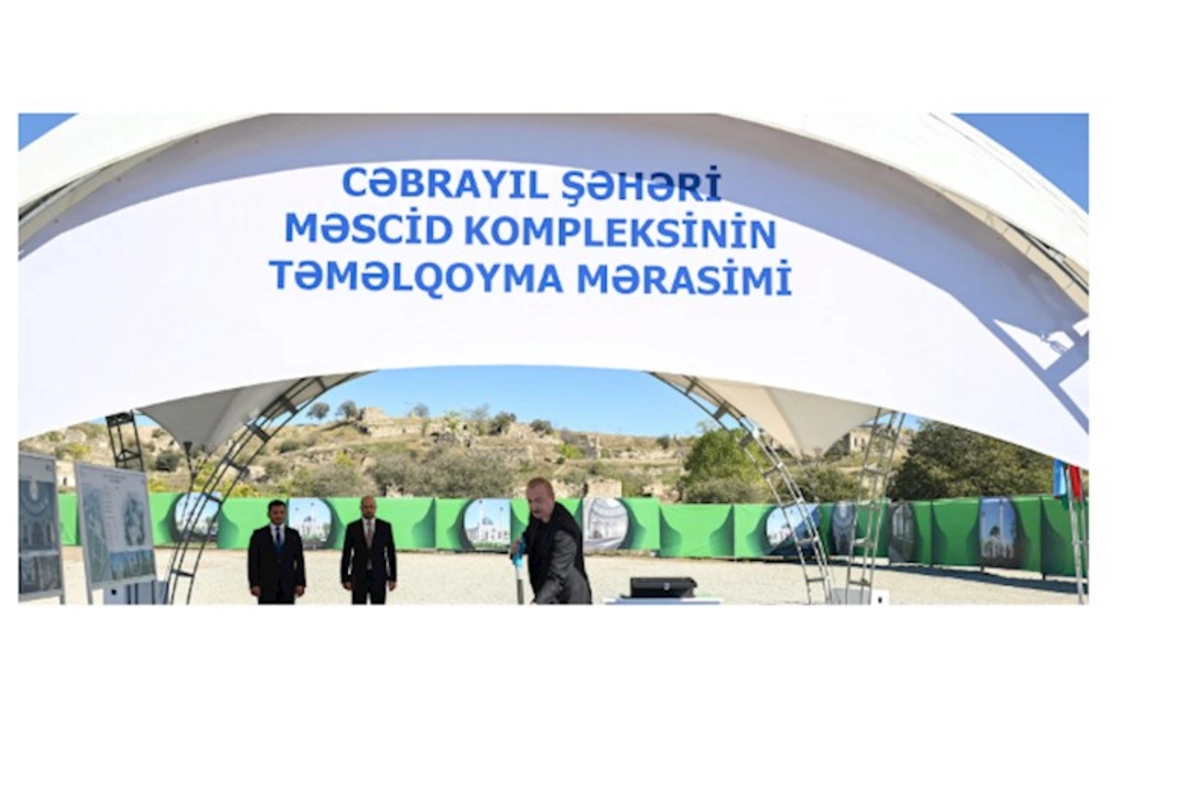 Prezident İlham Əliyev Cəbrayıl şəhər məscidinin təməlini qoyub