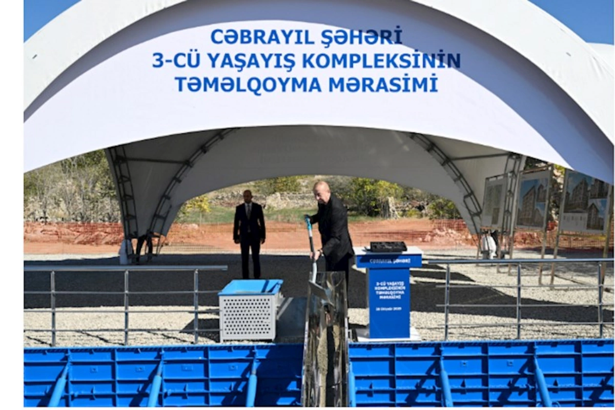 Cəbrayıl şəhərində ikinci və üçüncü yaşayış komplekslərinin təməli qoyuldu — FOTOLAR