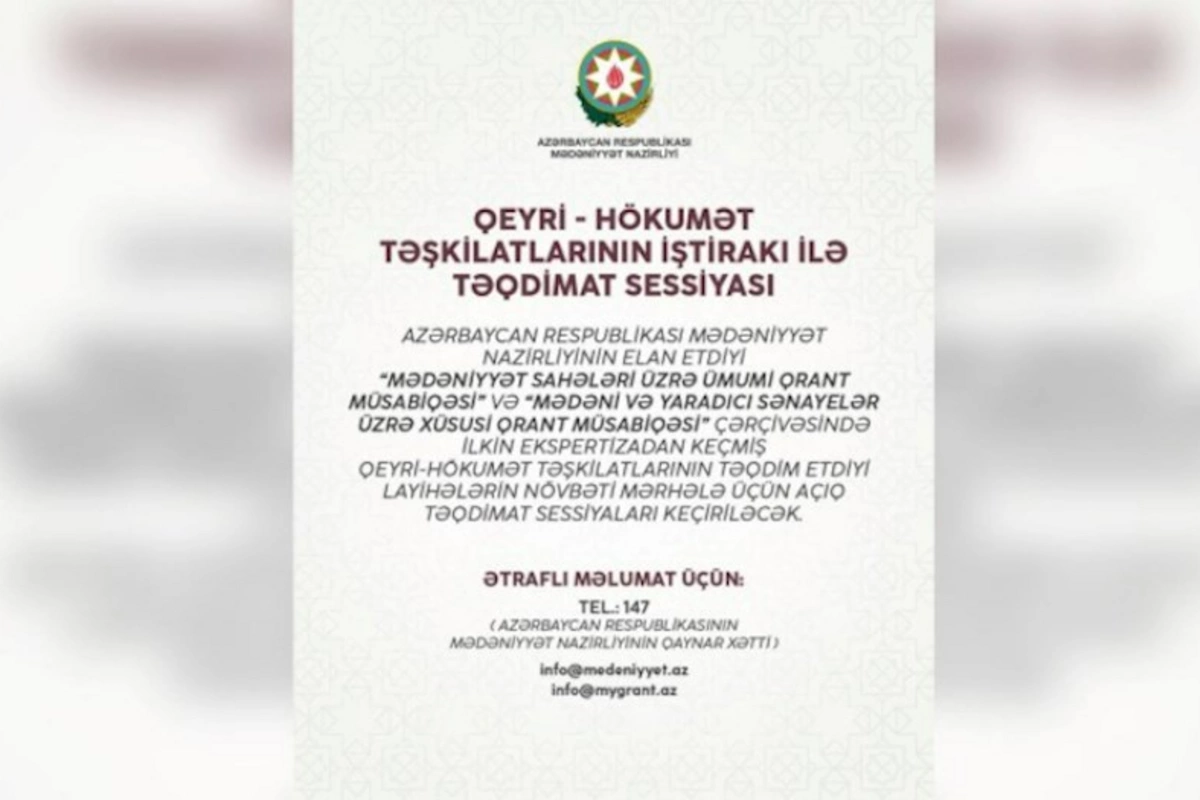 Bu layihə təkliflərinin ilkin seçimi və qiymətləndirilməsi başa çatdı