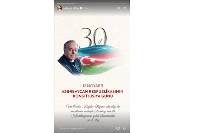 Alyona Əliyeva Konstitusiya Günü ilə bağlı paylaşım etdi — FOTO Alyona Əliyeva Konstitusiya Günü ilə bağlı paylaşım etdi — FOTO