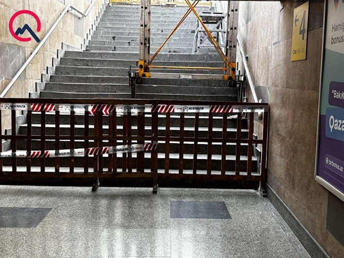 Bakıda metro stansiyalarından birinin çıxışı bağlandı — SƏBƏB (FOTOLAR)
