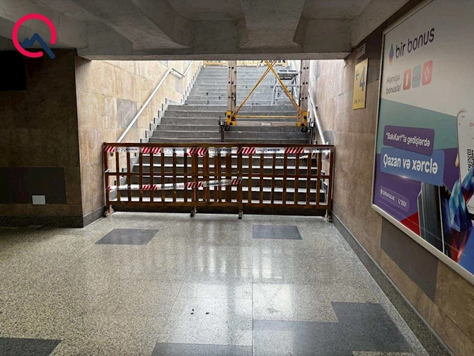 Bakıda metro stansiyalarından birinin çıxışı bağlandı — SƏBƏB (FOTOLAR)