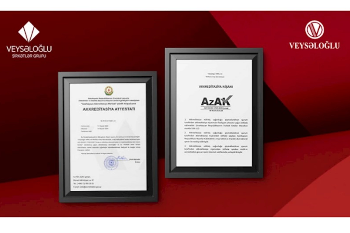 Veysəloğlu Mərkəzi Sınaq Laboratoriyası ISO/IEC 17025 akkreditasiyasını əldə etdi — keyfiyyət və etibarlılıqda yeni mərhələ