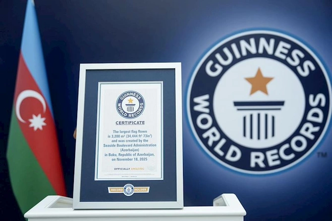 Azərbaycan Bayrağının Ginnesin Rekordlar Kitabındakı rekordu yenilənib — FOTOLAR