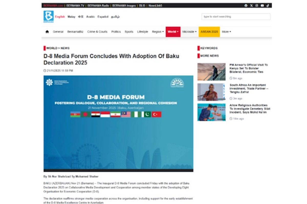 Bu ölkə mediası Bakıda keçirilən D-8 Media Forumundan yazdı — FOTOLAR