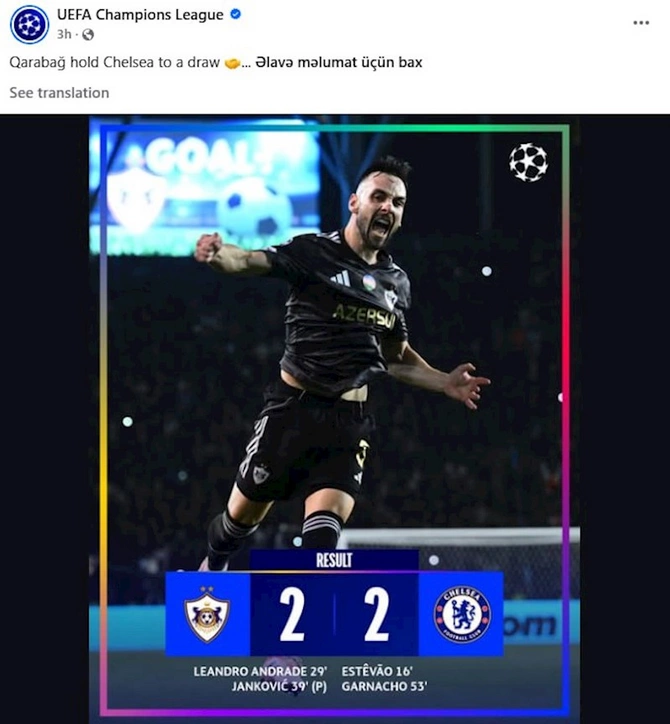 UEFA-dan “Qarabağ”la bağlı PAYLAŞIM — FOTOLAR