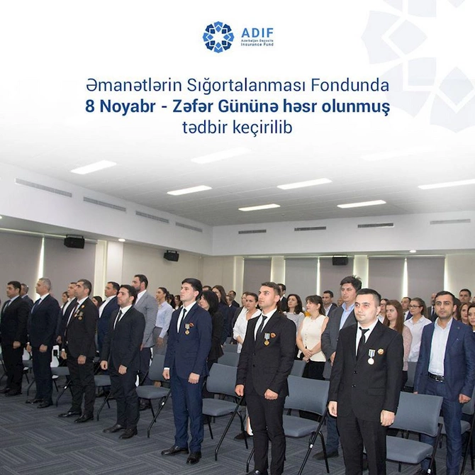 Əmanətlərin Sığortalanması Fondunda 8 Noyabr — Zəfər Gününə həsr olunmuş tədbir keçirilib (FOTOLAR) Əmanətlərin Sığortalanması Fondunda 8 Noyabr — Zəfər Gününə həsr olunmuş tədbir keçirilib (FOTOLAR)