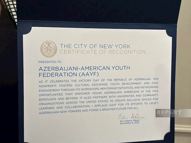 Nyu-York meri 8 noyabrı Azərbaycanın Zəfər Günü kimi tanıyıb Nyu-York meri 8 noyabrı Azərbaycanın Zəfər Günü kimi tanıyıb