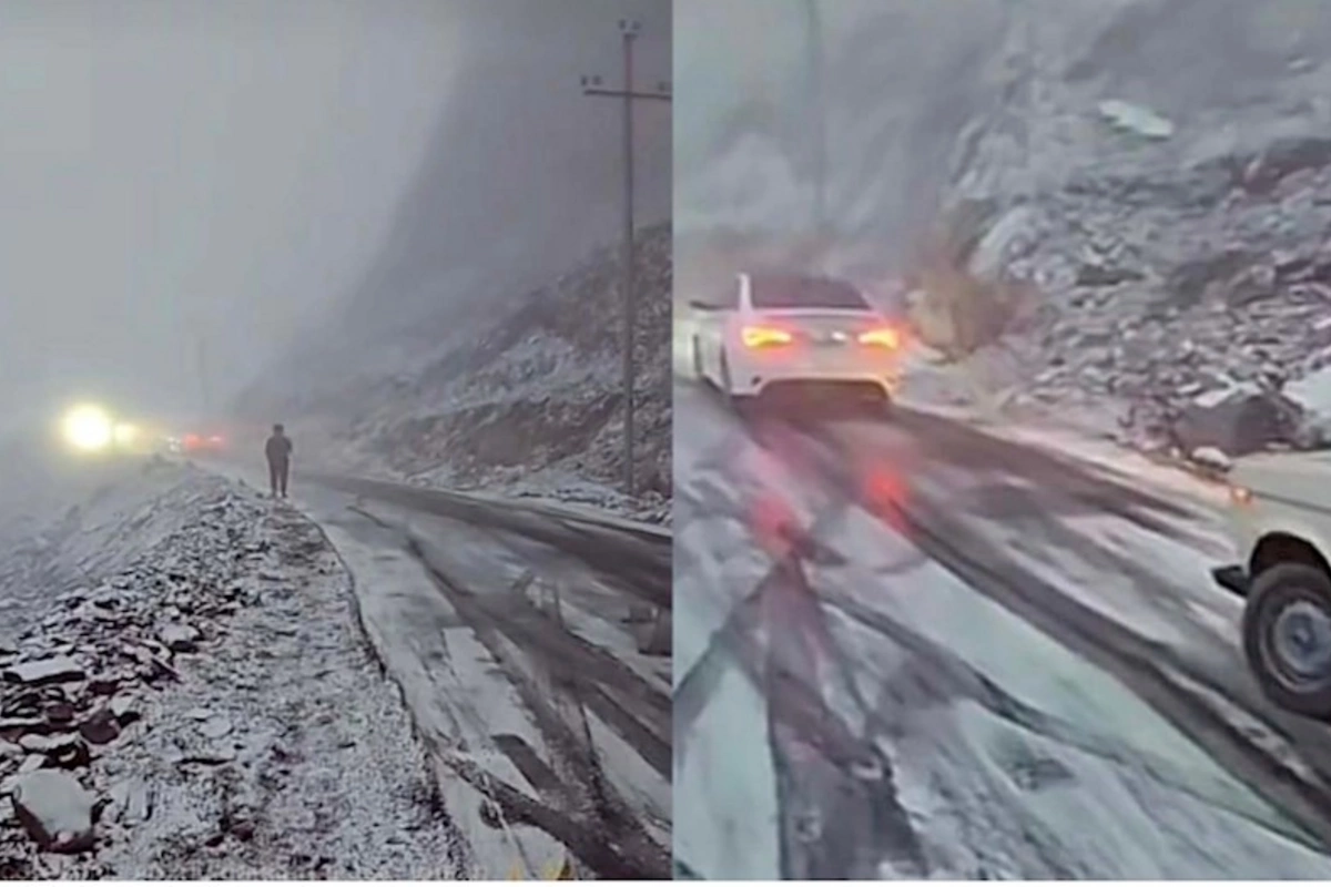Lazaya gedən yolu buz bağladı — FOTOLAR