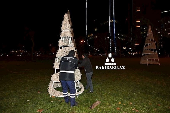 Bakı yeni ilə belə hazırlaşır — FOTOLAR
