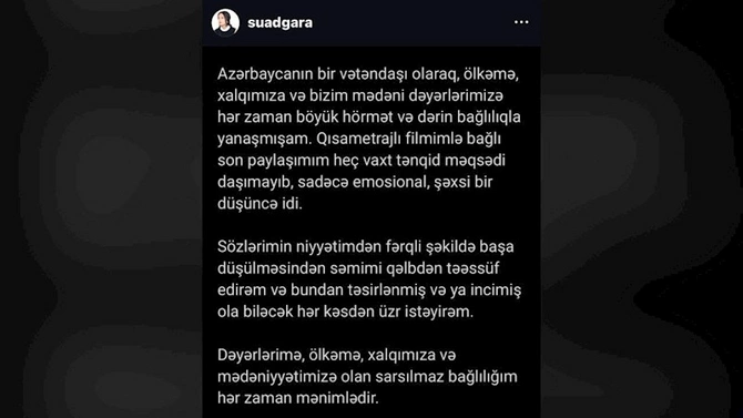 Əbülfəz Qarayevin qızı xalqımızdan ÜZR İSTƏDİ — FOTO