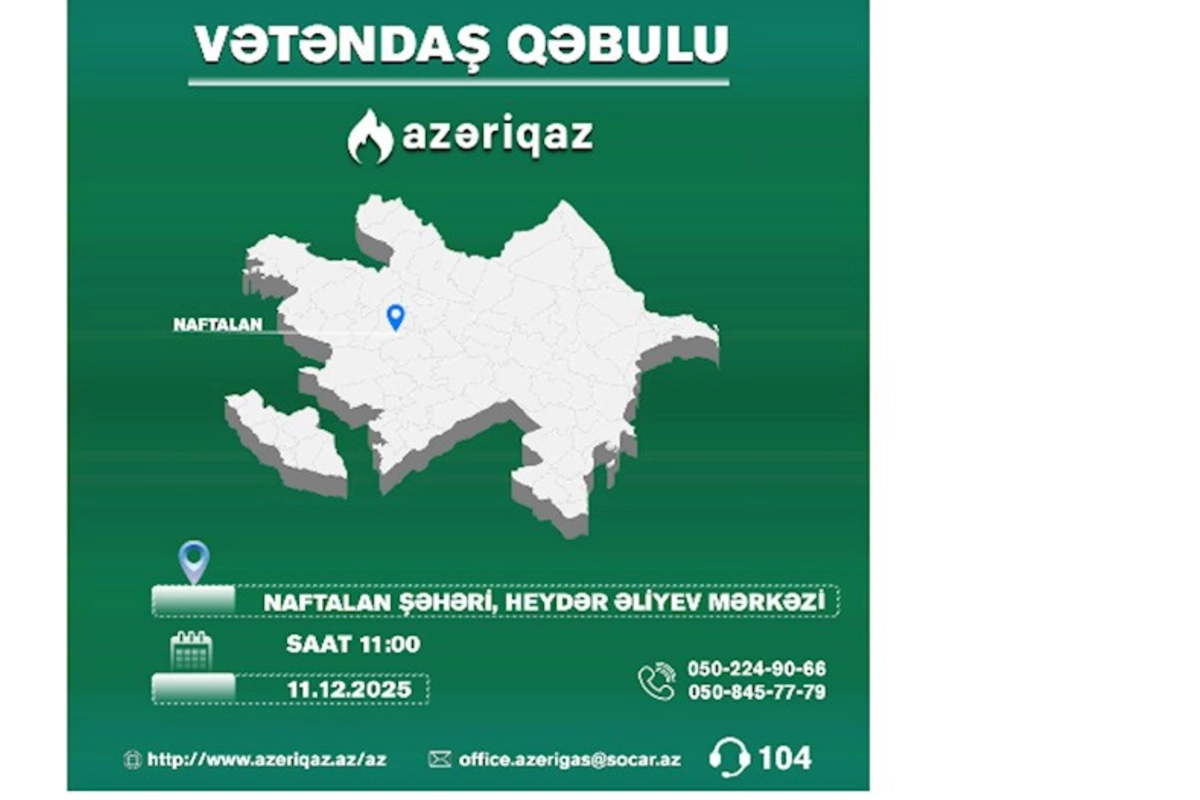 SOCAR-ın Azəriqaz İB rəhbərliyinin növbəti vətəndaş qəbulu Naftalanda planlaşdırılır