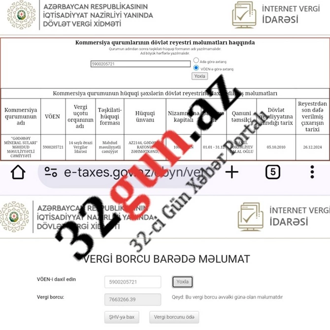 “Slavyanka” brendinin sahibi “Gədəbəy Mineral Suları”nın 7.6 milyon vergi borcu üzə çıxdı — FOTOLAR