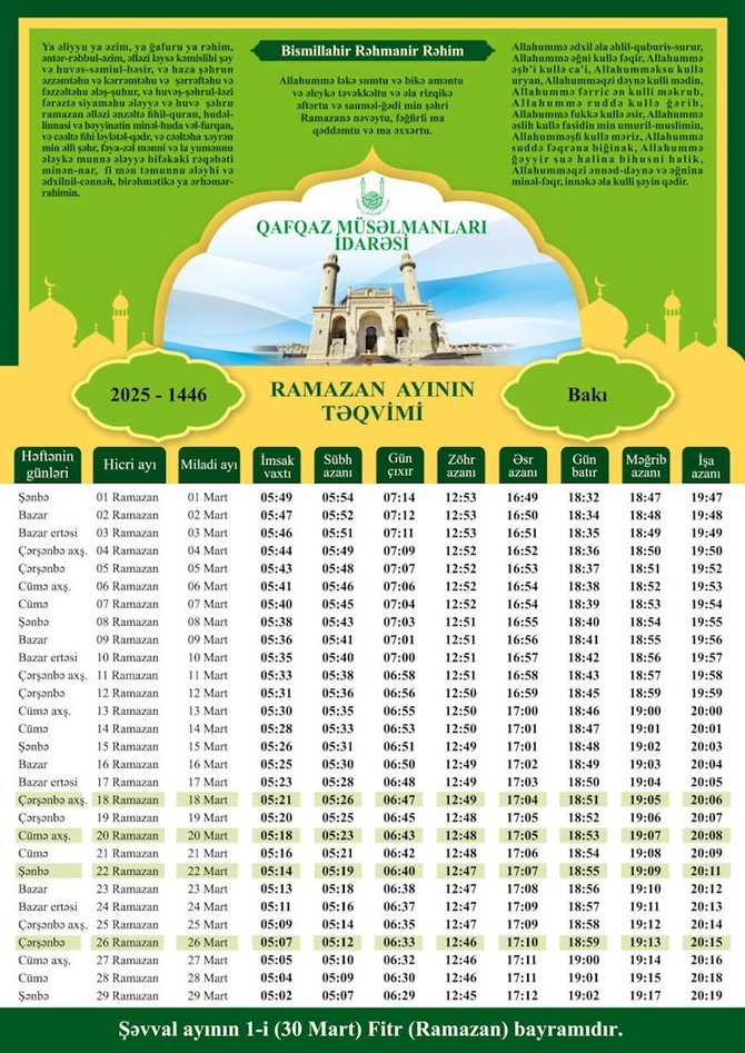 Ramazan ayının təqvimi — Fətva verildi