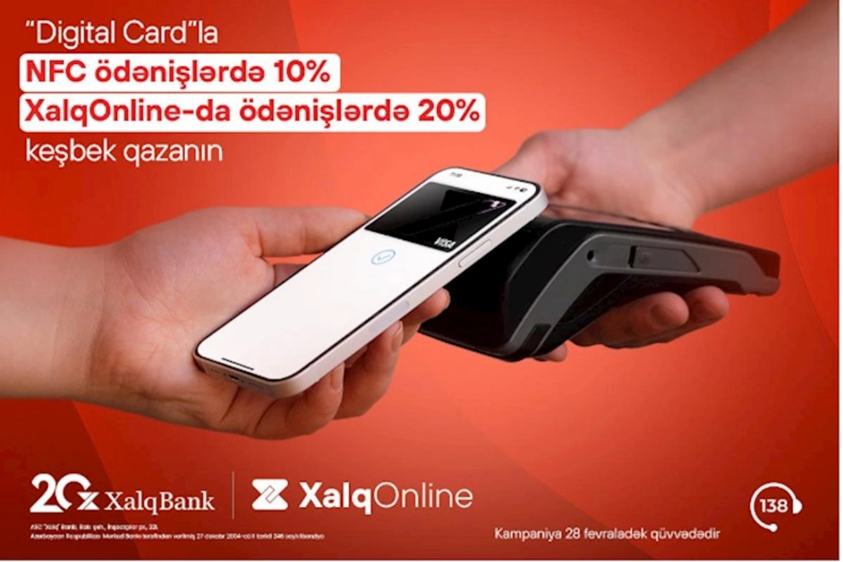 Xalq Bankdan Digital Card-la əməliyyatlara 20%-dək keşbek!