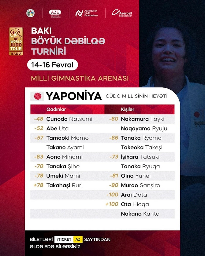 Yapon cüdo ulduzları Bakıda tatamiyə çıxacaq — FOTO