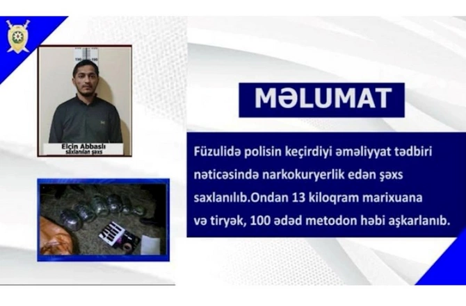 Füzulidə narkokuryerlik edən șəxs saxlanıldı — VİDEO